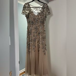 Adrianna Papell Floral-Design Embellished Gown